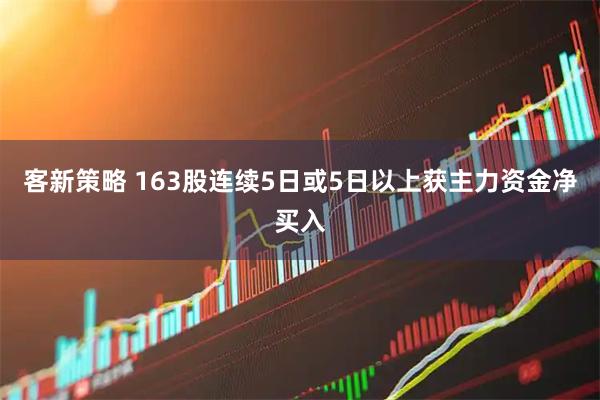 客新策略 163股连续5日或5日以上获主力资金净买入